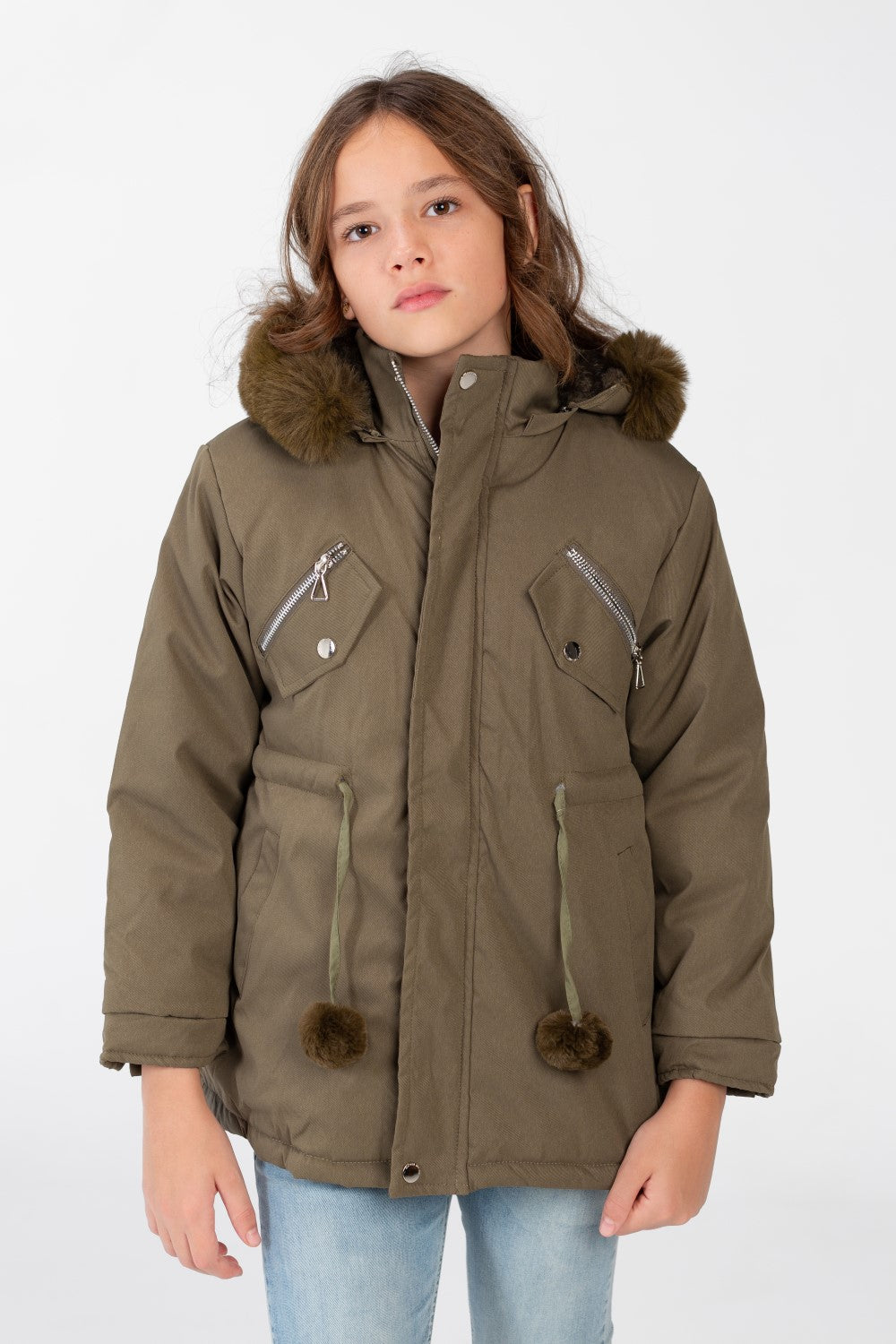 Girl's Waterproof Zip-Up Jacket With Long Sleeves