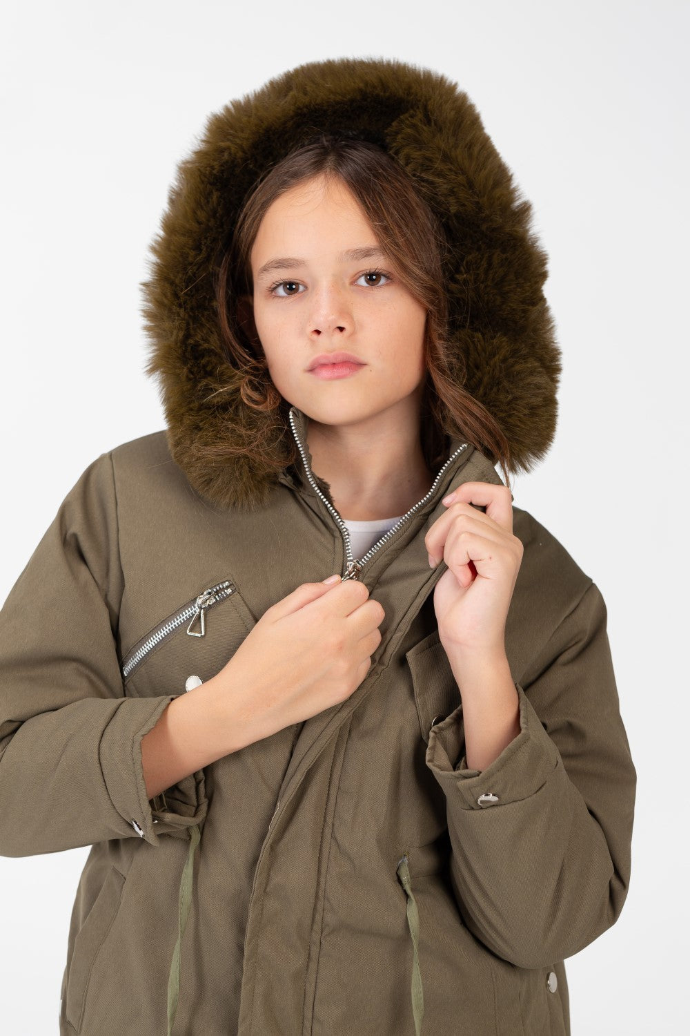 Girl's Waterproof Zip-Up Jacket With Long Sleeves