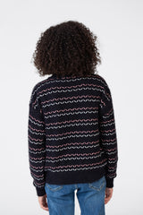 Girl's Striped Pullover With Round Neck And Long Sleeves