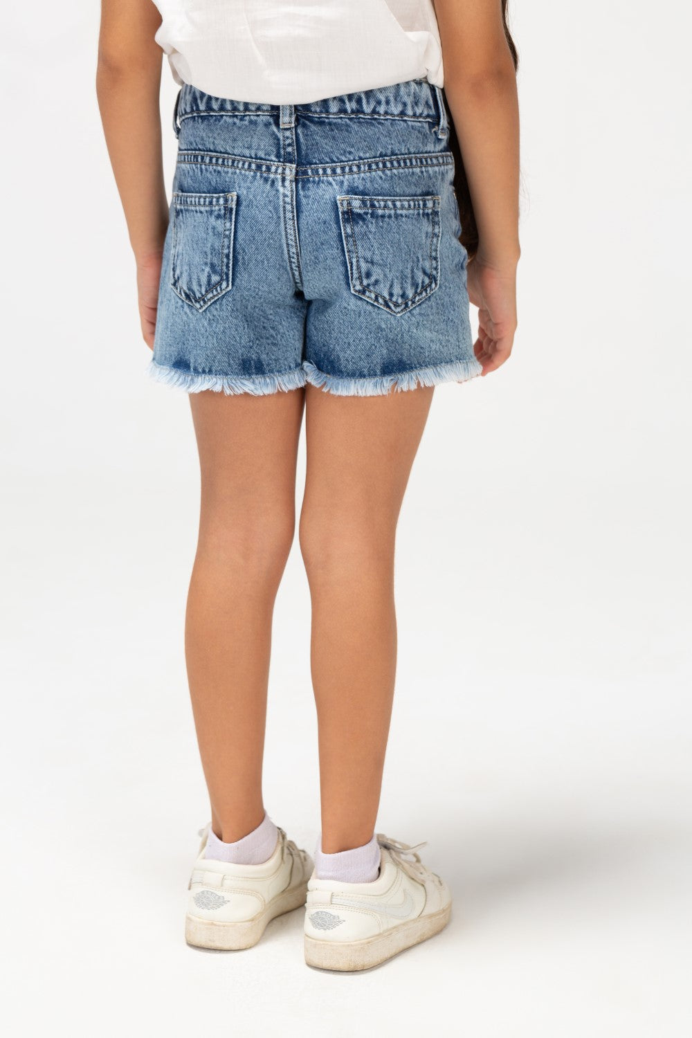 Girls Slouchy Five Pockets Denim Cuting Shorts