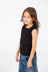 Girl's Summer Round Neck Heart Print Cut T-shirt Comfortable And Practical