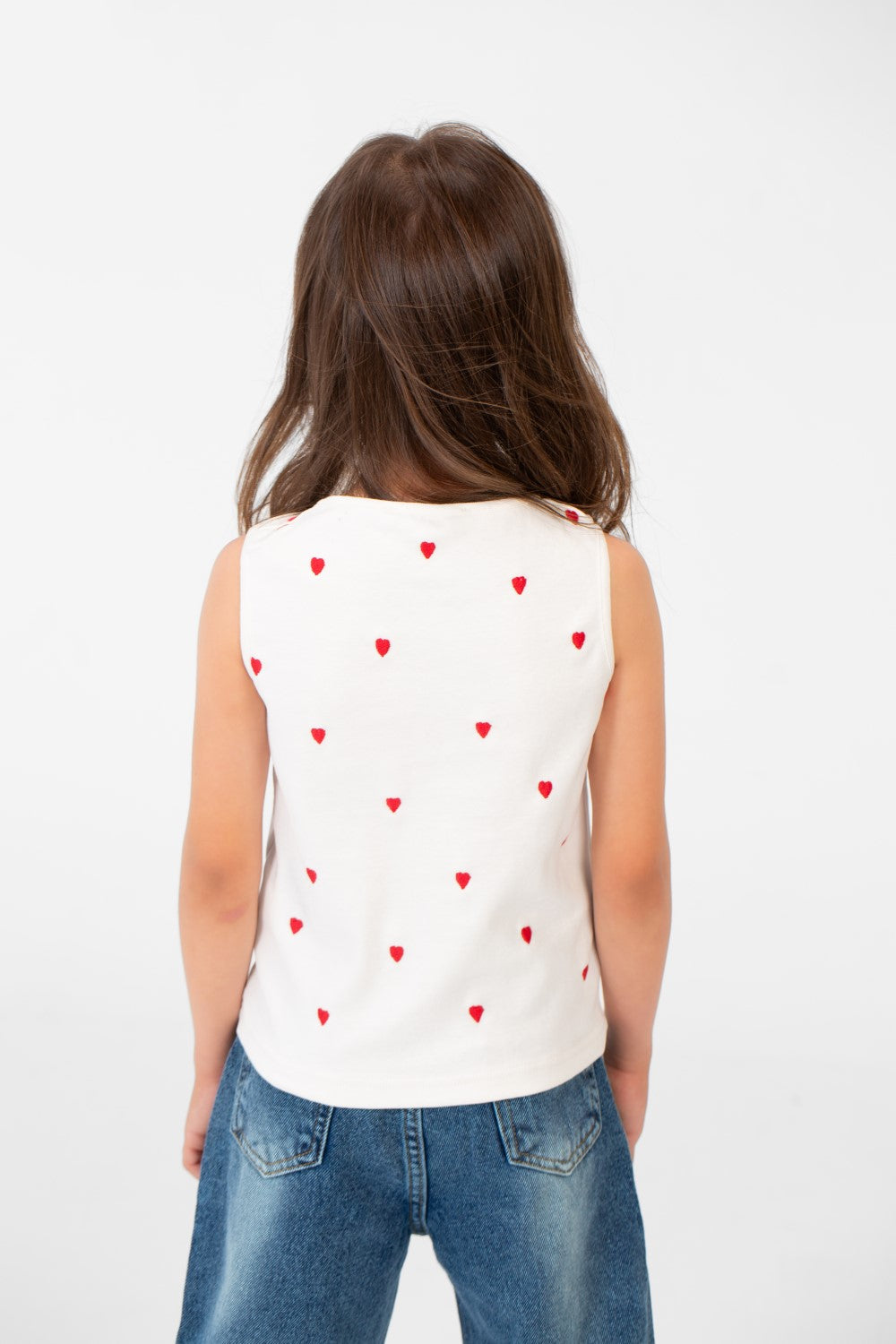 Girl's Summer Round Neck Heart Print Cut T-shirt Comfortable And Practical