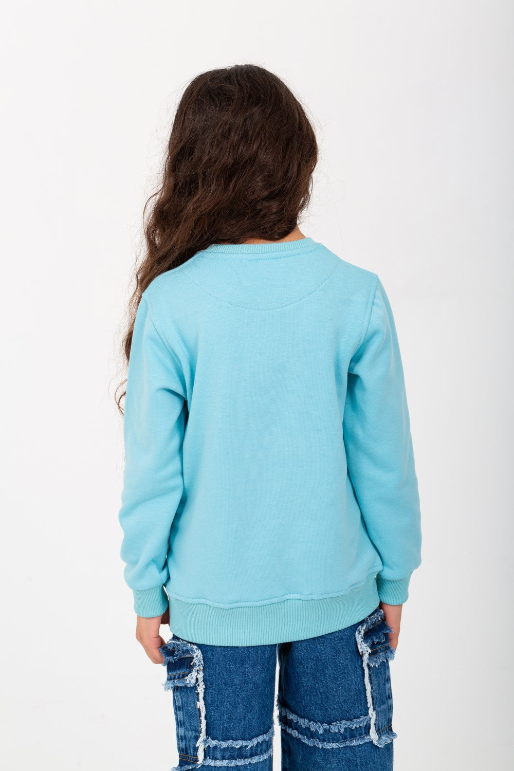 Girl's Round Neck Padded Front Print Sweatshirt