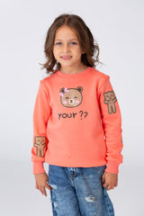 سويت شيرت بياقة دائرية وأكمام طويلة مطبوع من خامة ميلتون للبنات