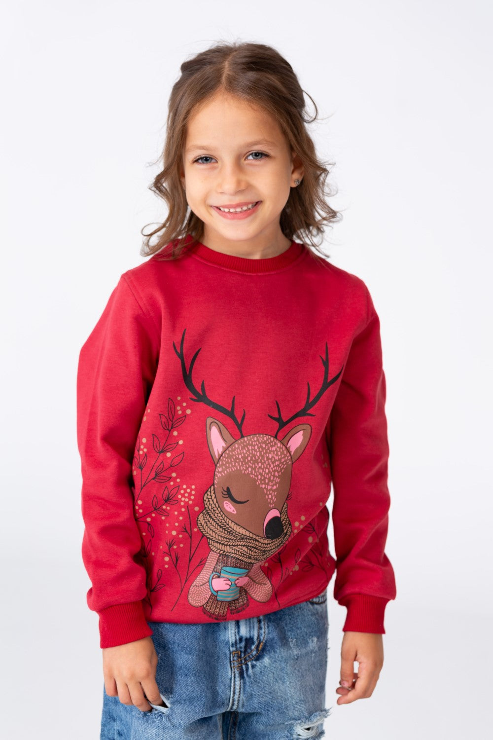 سويت شيرت بياقة دائرية مطبوع من خامة ميلتون للبنات