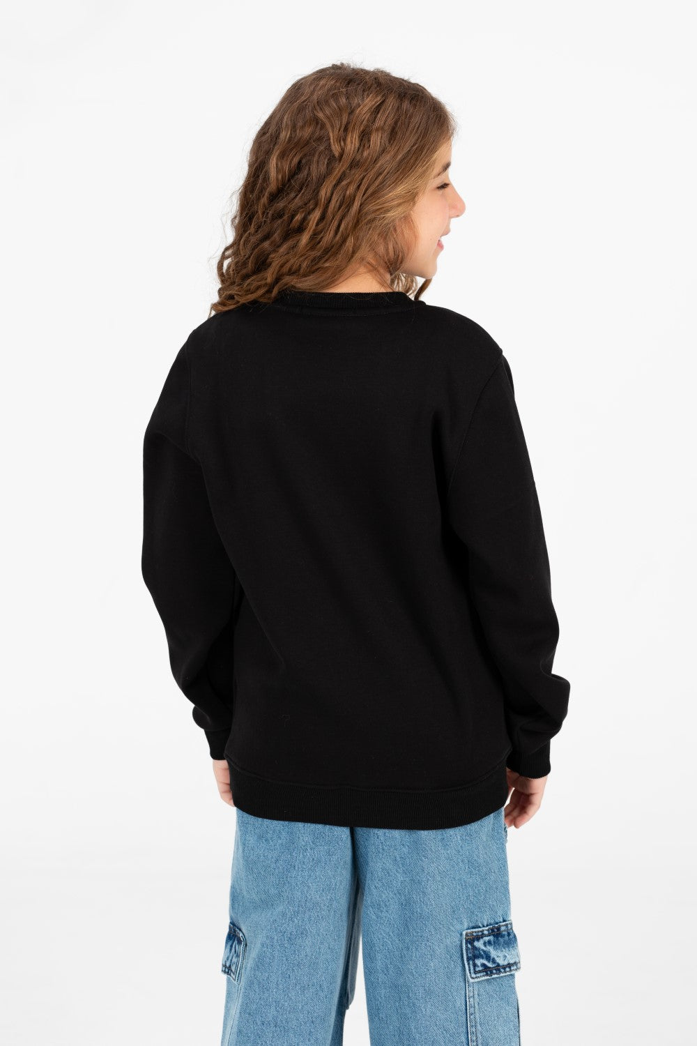 Girl's Crew Neck Sweatshirt With Front Buns Bunny Print