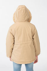 Girl's Gabardine fur Hood Jacket With Pockets