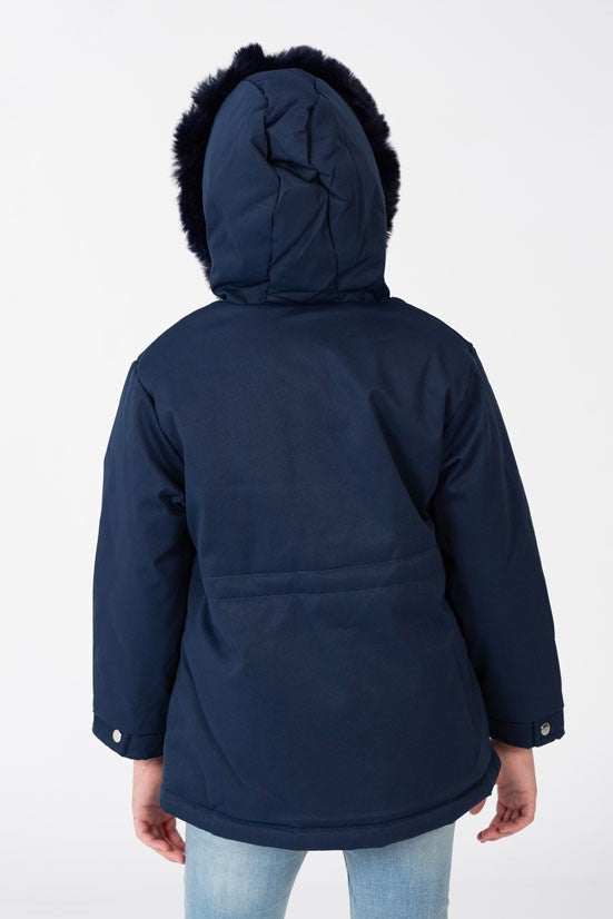 Girl's Gabardine fur Hood Jacket With Pockets