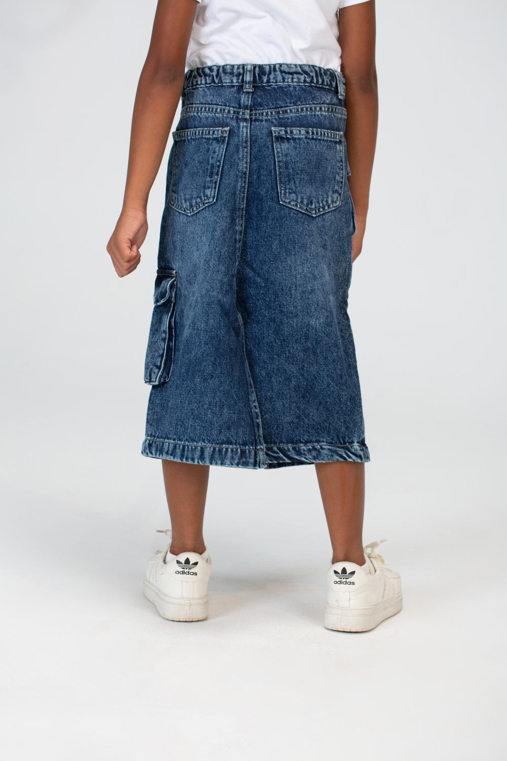 Girls Slouchy Jeans Skirt With A Trendy Pocket And A Unique Cut