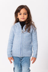 Girl's Regular Fit Full Zipper Unique Style Wool Hooded Pullover