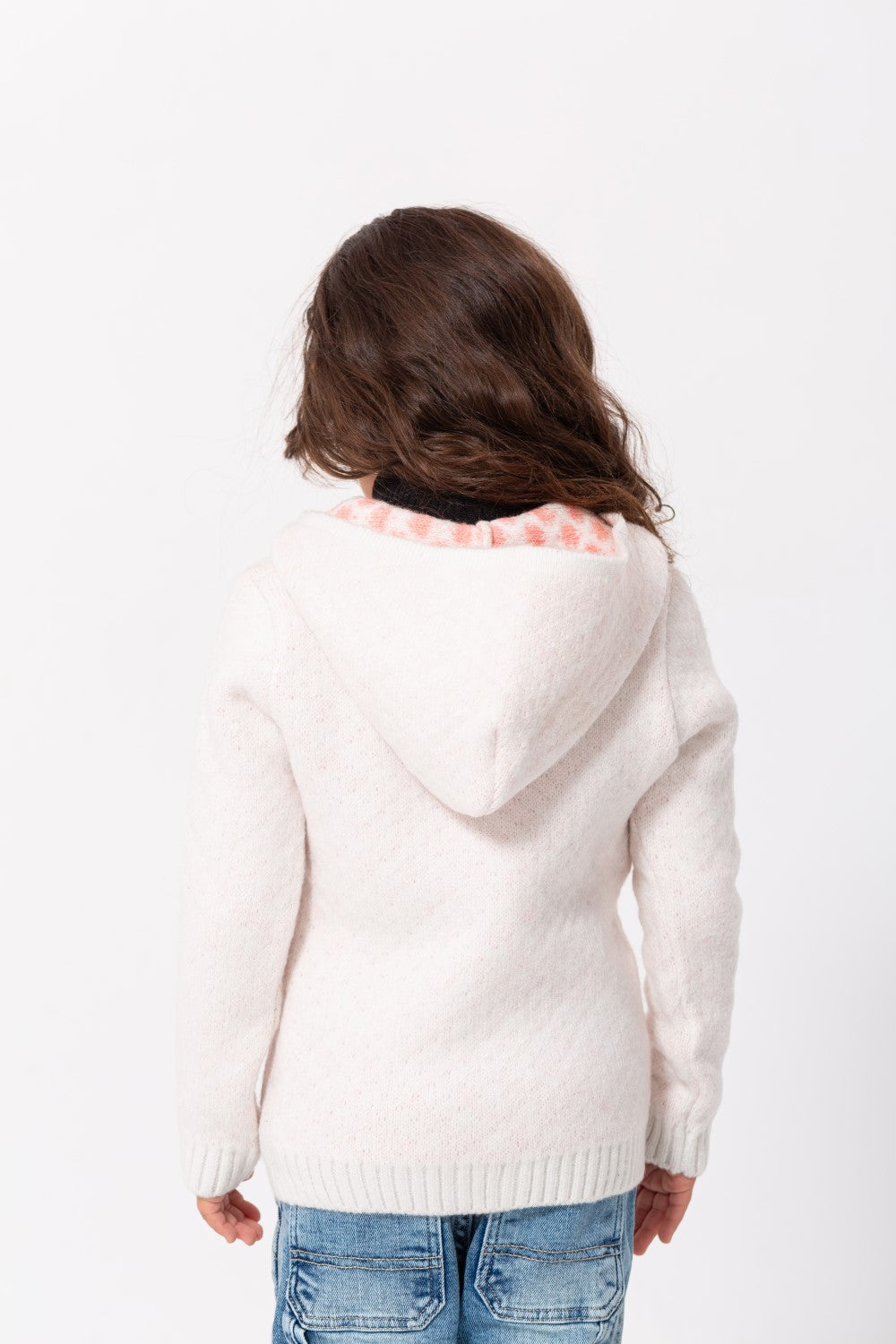 Girl's Regular Fit Full Zipper Unique Style Wool Hooded Pullover
