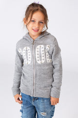 Girl's Hooded Pullover With Front Zipper In Practical Comfortable Material