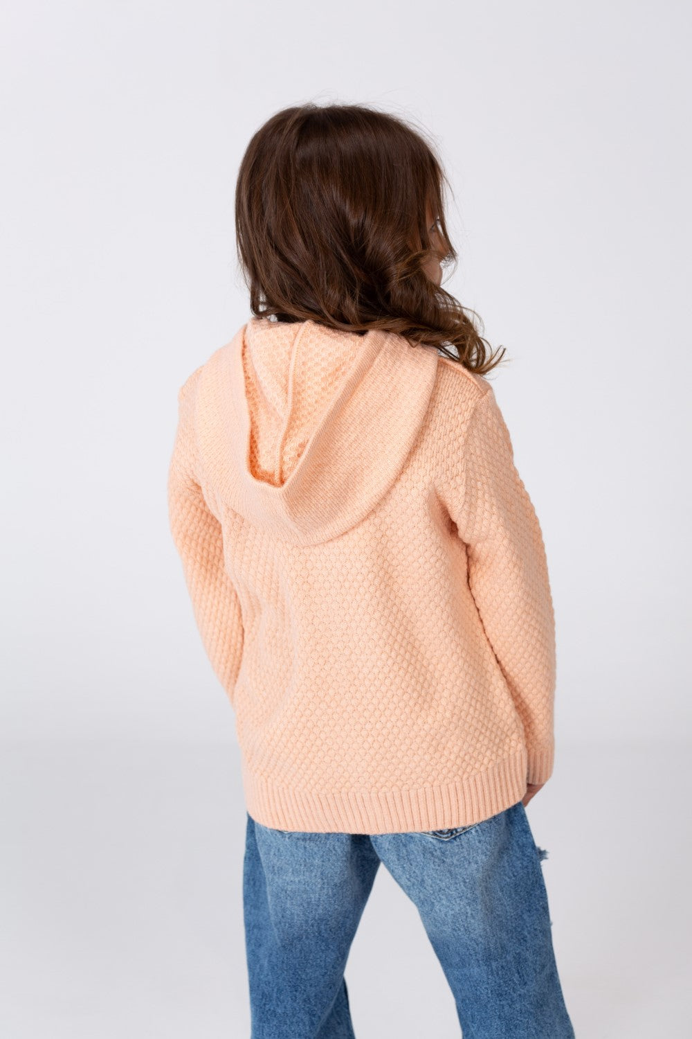 Girl's Hooded Pullover With Front Zipper In Practical Comfortable Material