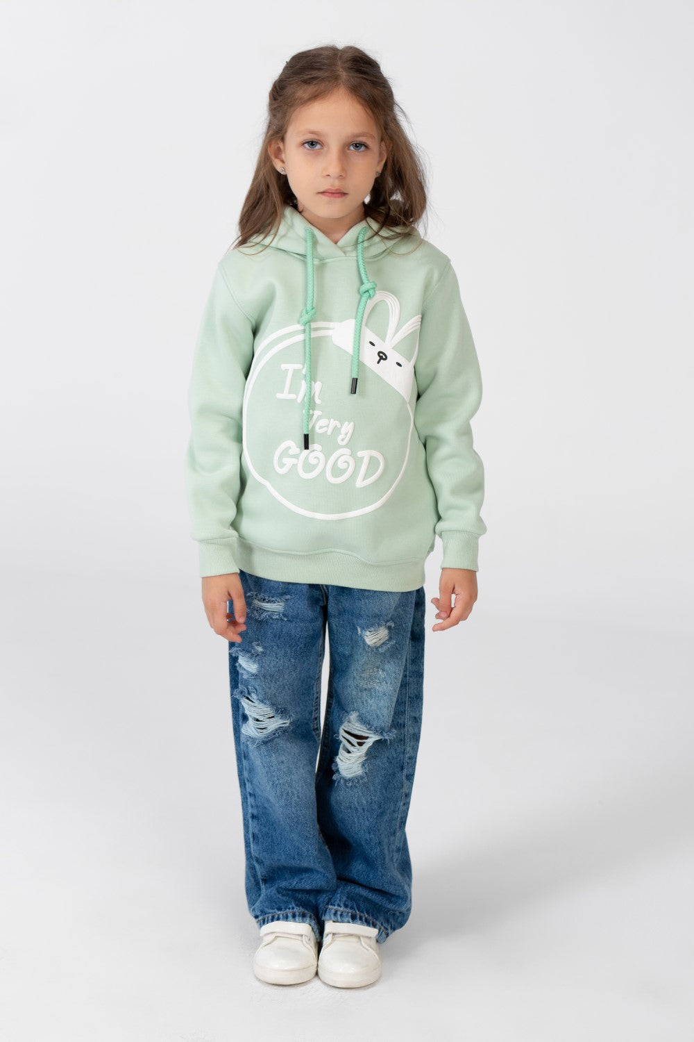Girl's Long Sleeved Hooded Sweatshirt