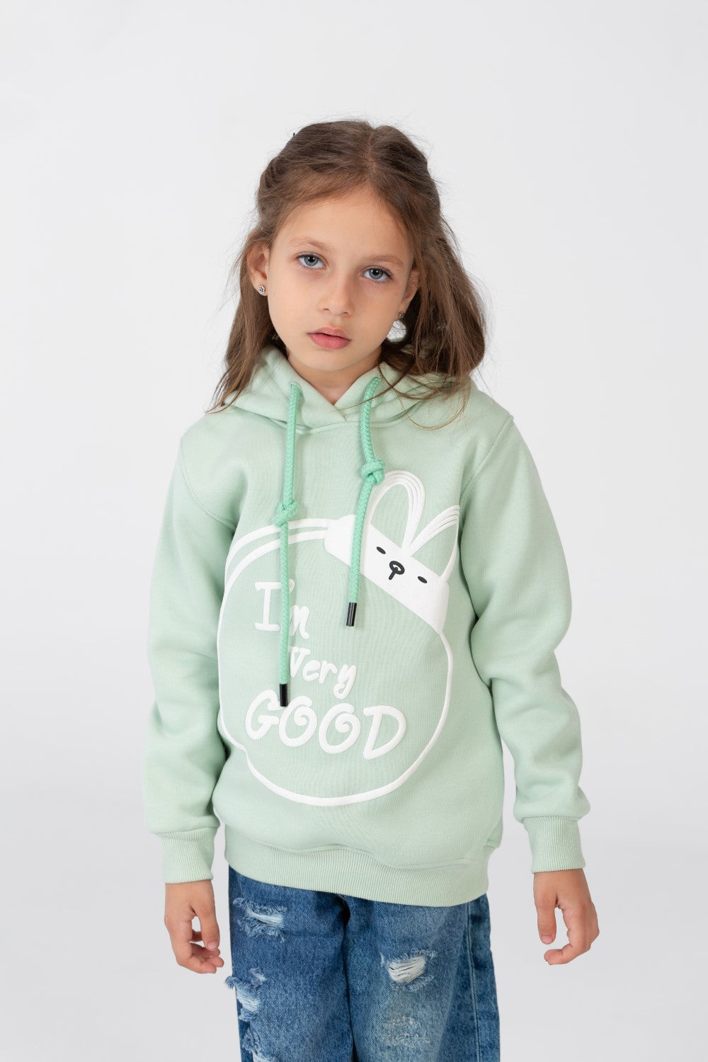Girl's Long Sleeved Hooded Sweatshirt