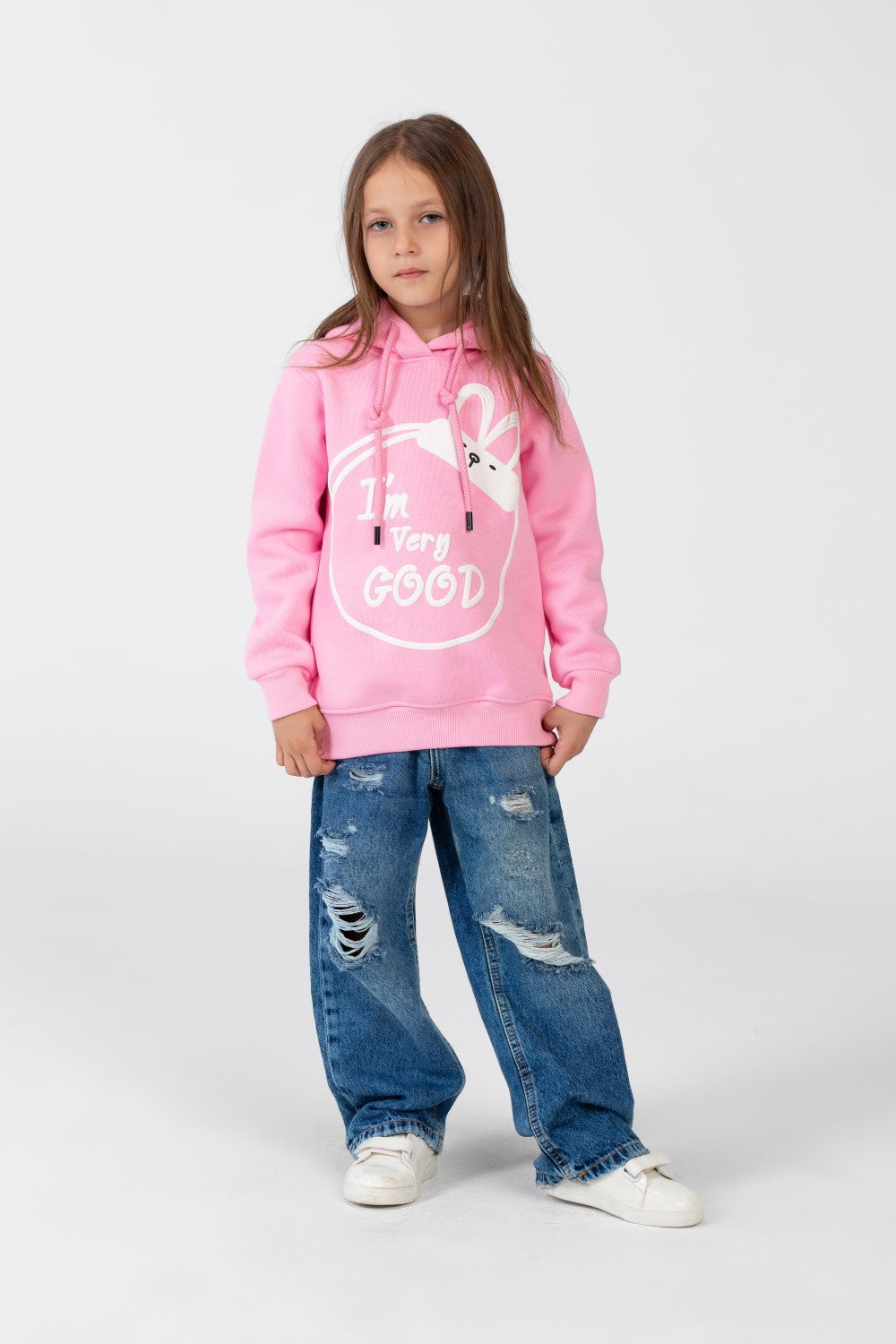 Girl's Long Sleeved Hooded Sweatshirt