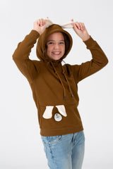 Girl's Sweatshirt With A Text Print On The shoulder And Hood