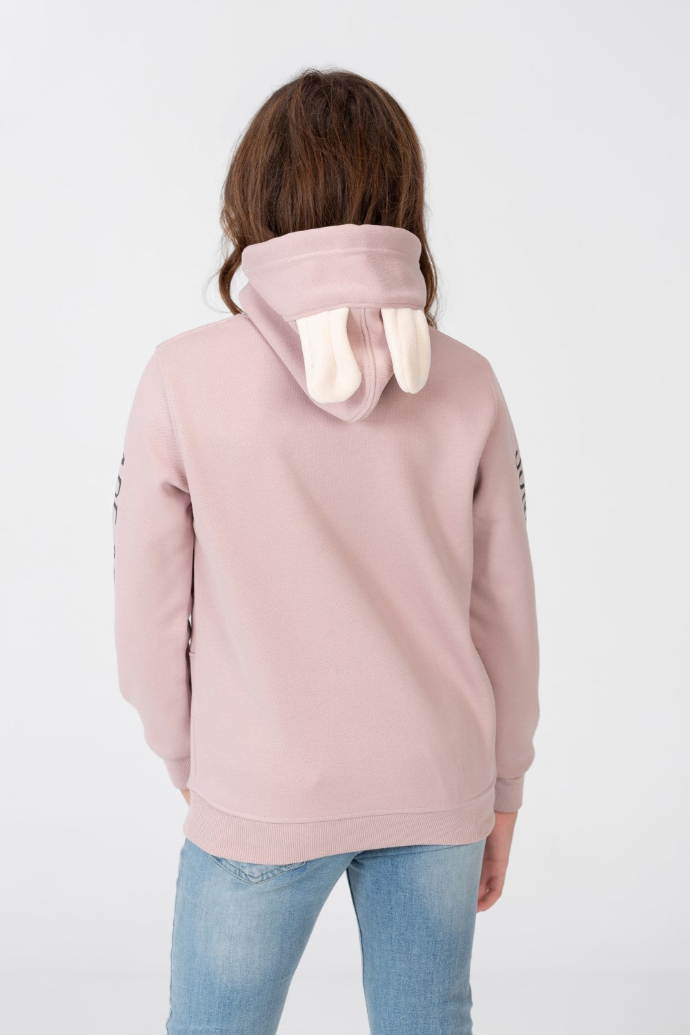 Girl's Sweatshirt With A Text Print On The shoulder And Hood