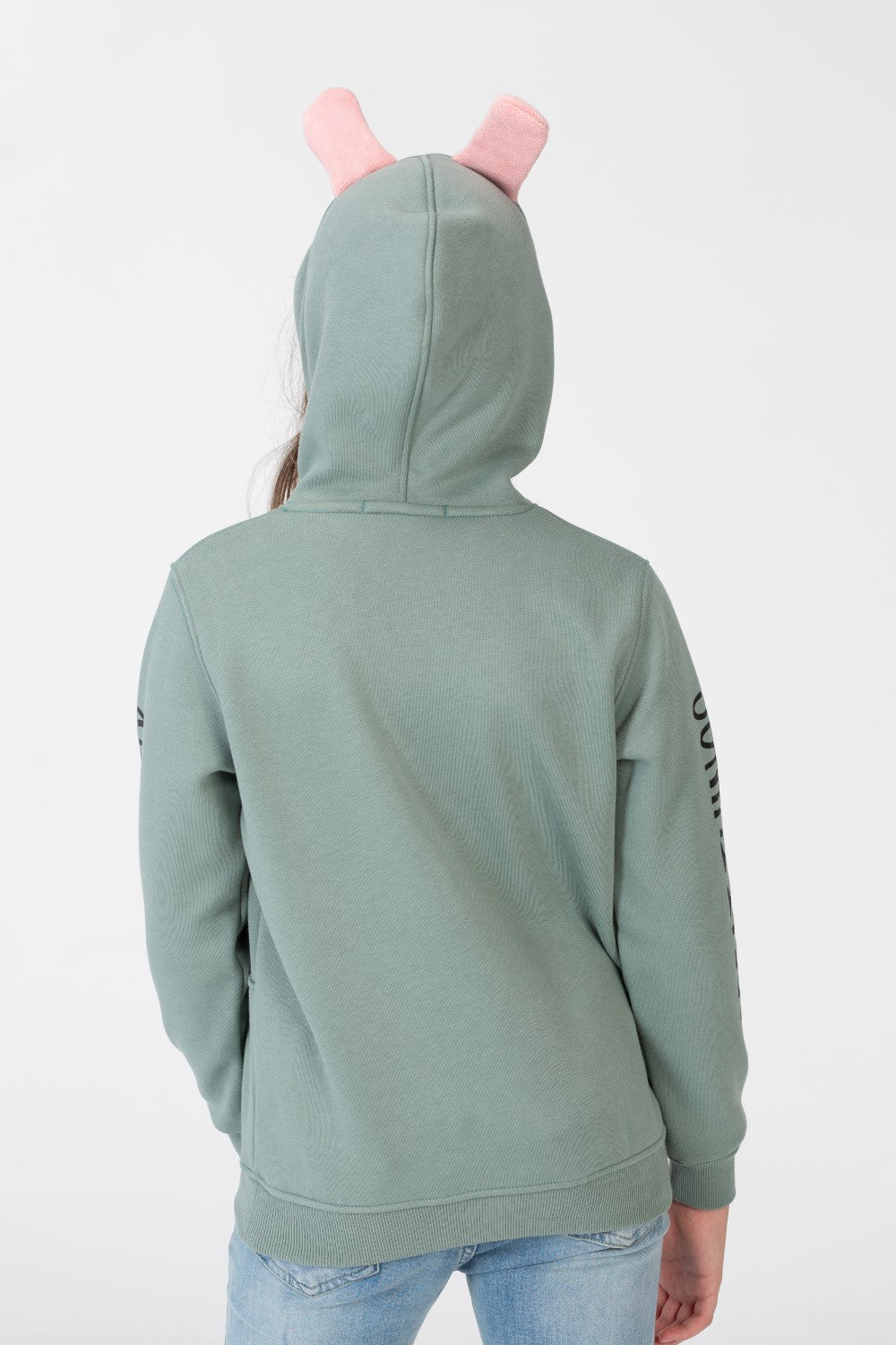 Girl's Sweatshirt With A Text Print On The shoulder And Hood