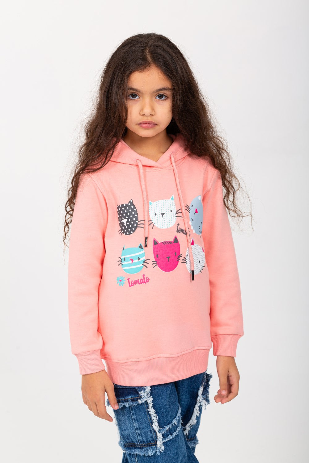 Girls Padded Hooded Front Unique Print Hoodie Sweatshirt