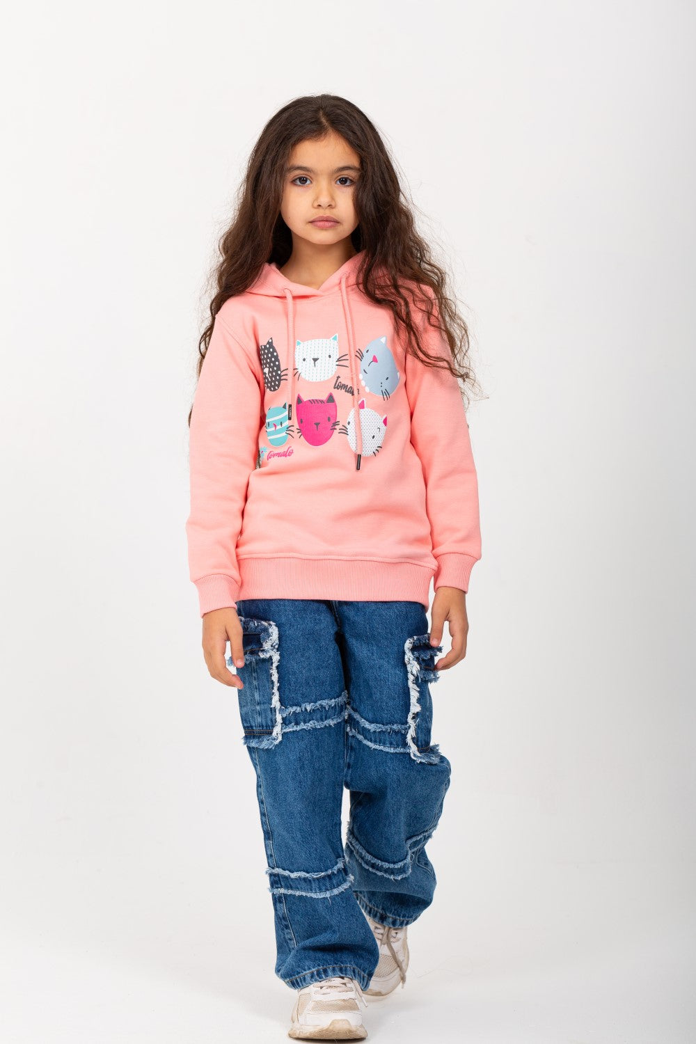 Girls Padded Hooded Front Unique Print Hoodie Sweatshirt
