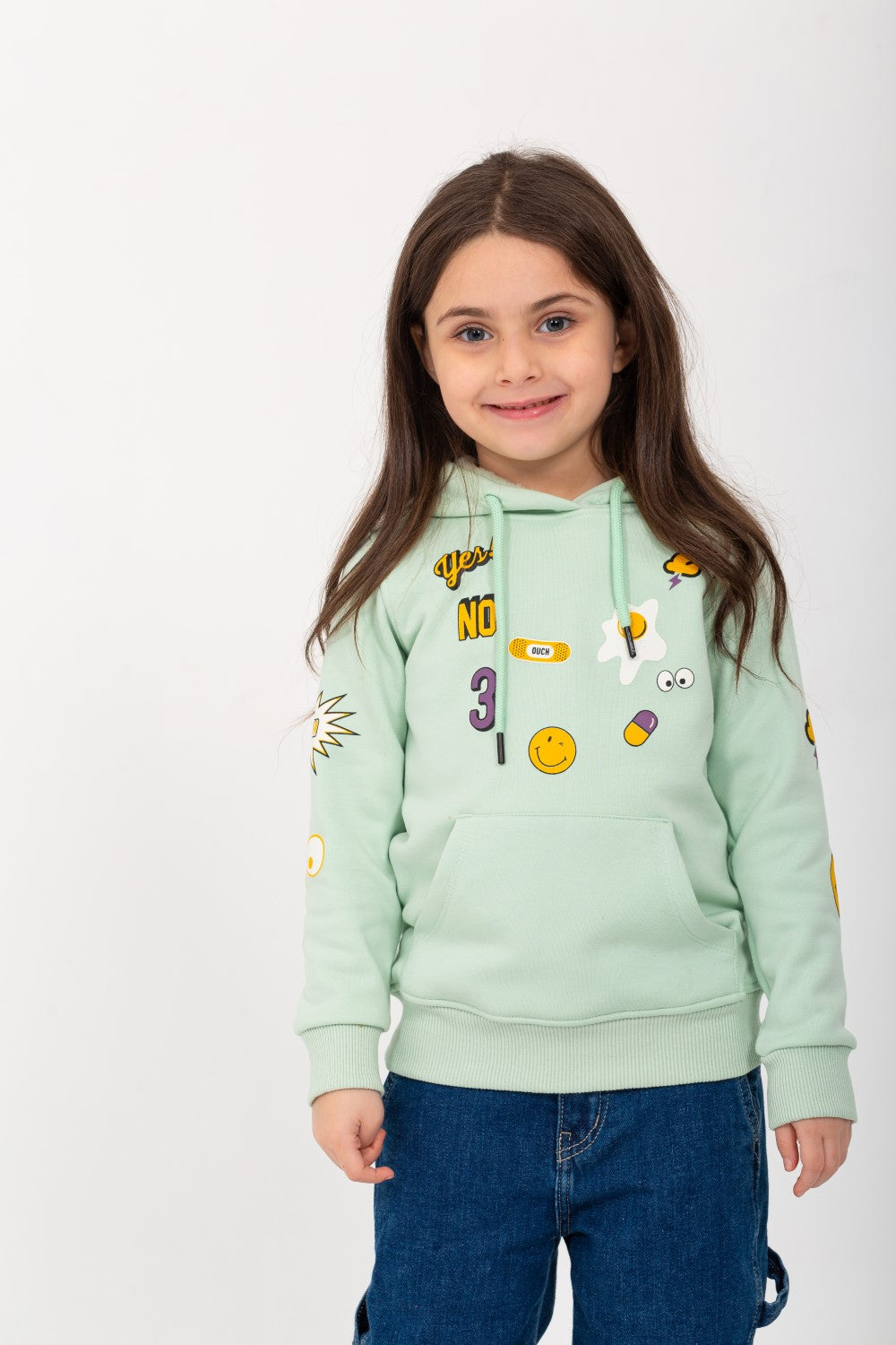 Girl's Hoodie Padded Front Printed Hooded Sweatshirt