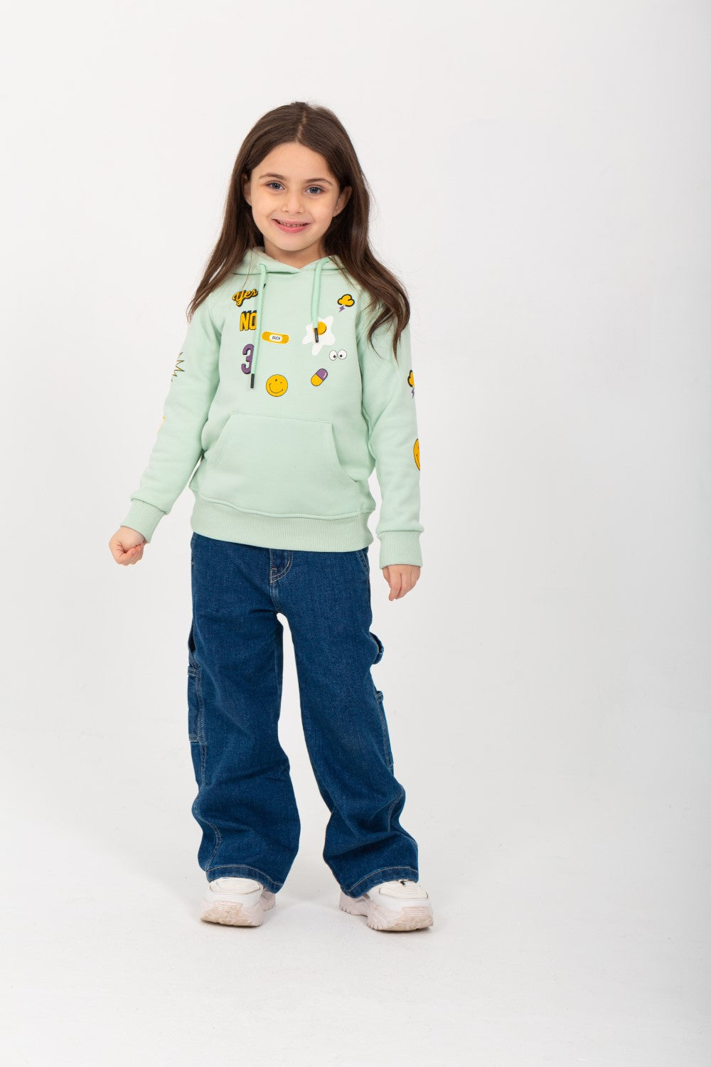 Girl's Hoodie Padded Front Printed Hooded Sweatshirt