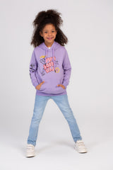 Girl's Hooded Crew Neck Long Sleeves Front Printed Padded Sweatshirt
