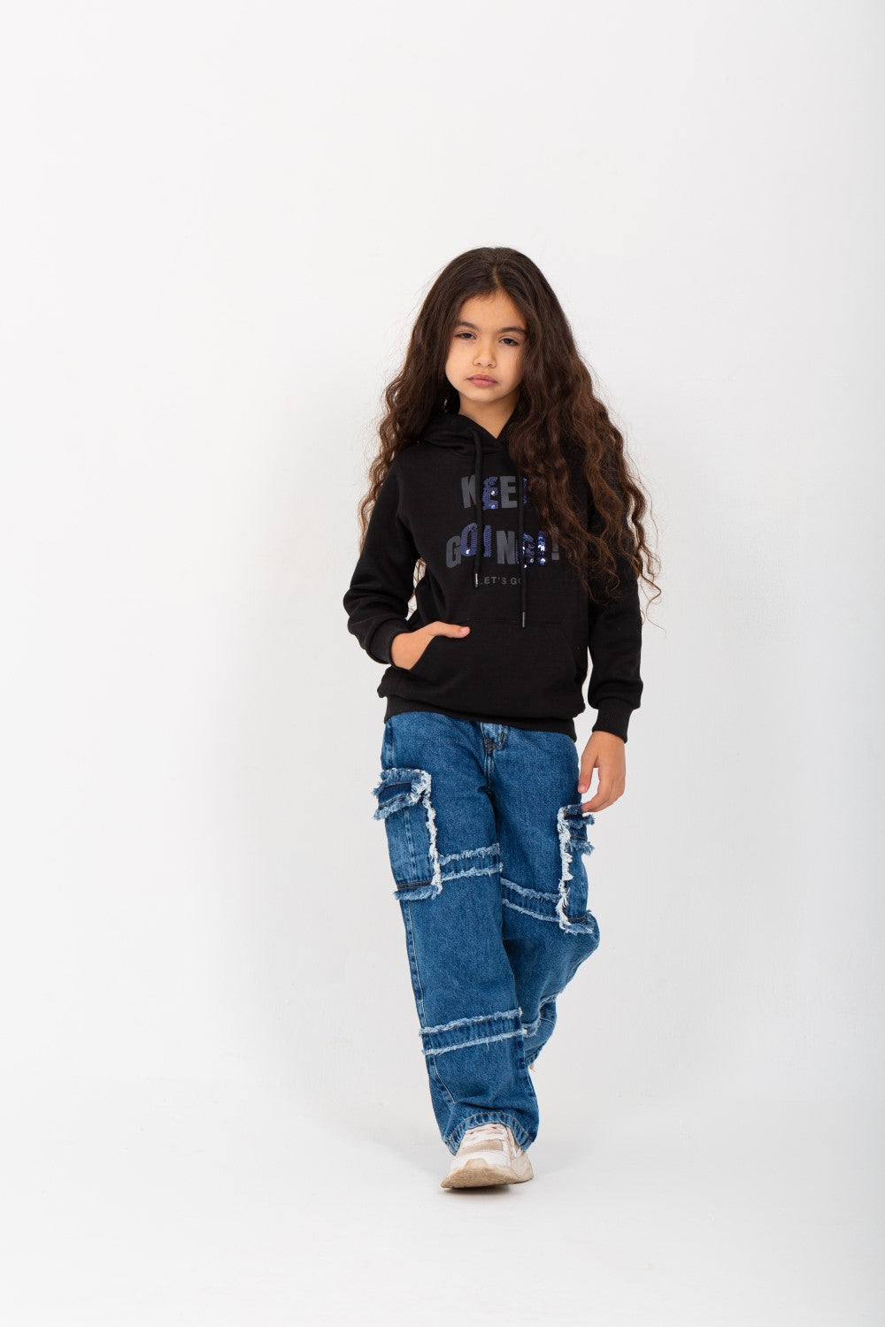 Girl's Hooded Front Unique Print Hoodie Padded Sweatshirt