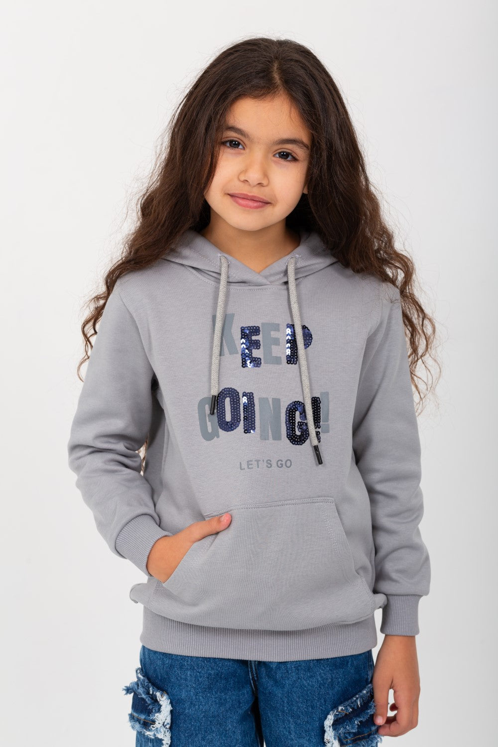 Girl's Hooded Front Unique Print Hoodie Padded Sweatshirt