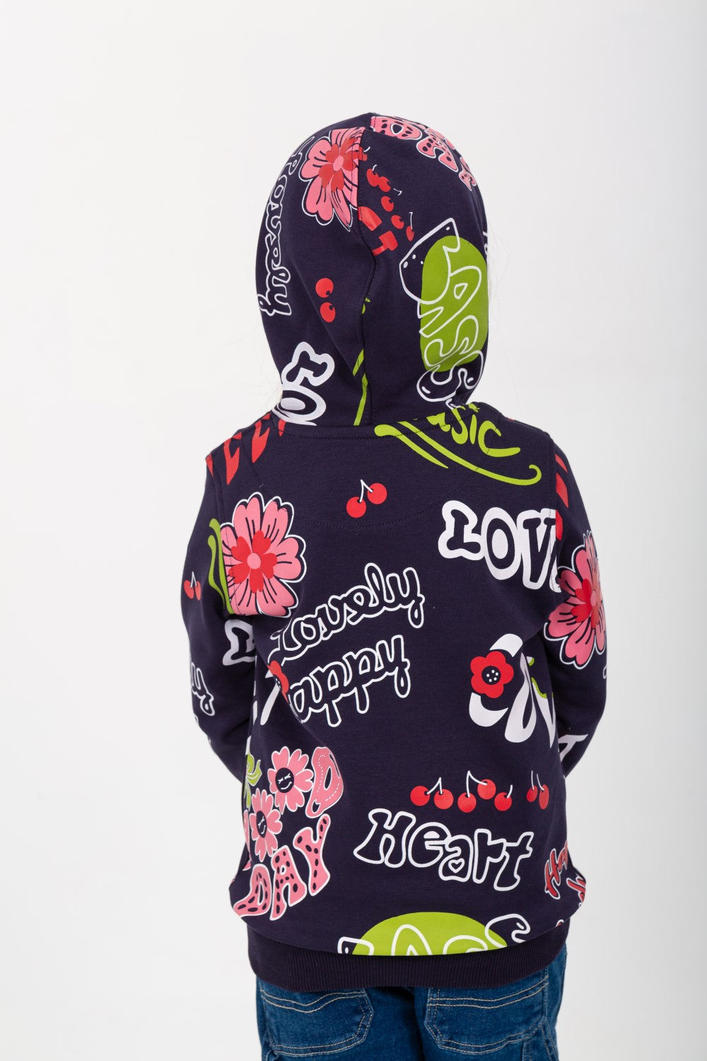 Girl's Hoodie Padded Front & Back Printed Hooded Sweatshirt