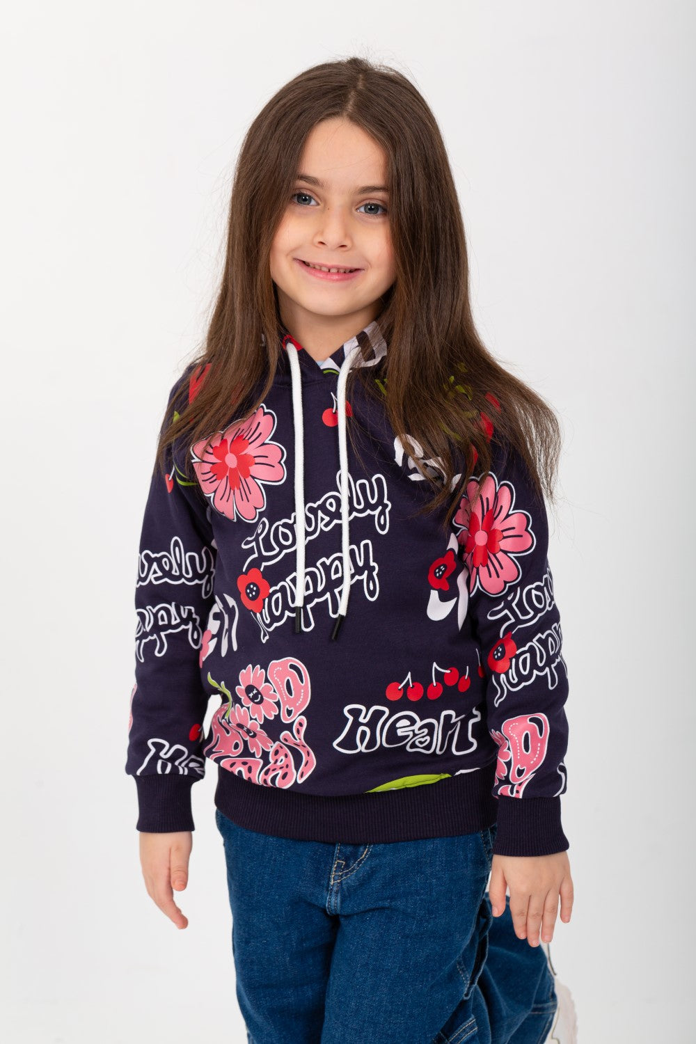 Girl's Hoodie Padded Front & Back Printed Hooded Sweatshirt