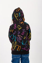 Girl's Padded Hoodie Front & Back Printed Hooded Sweatshirt