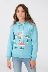 Girl's Hoodie Sweatshirt With Front Print And Long Sleeves