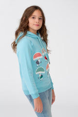 Girl's Hoodie Sweatshirt With Front Print And Long Sleeves