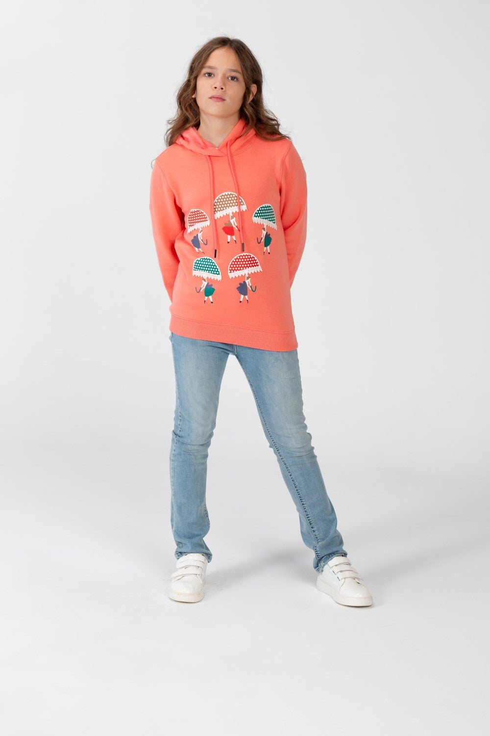 Girl's Hoodie Sweatshirt With Front Print And Long Sleeves
