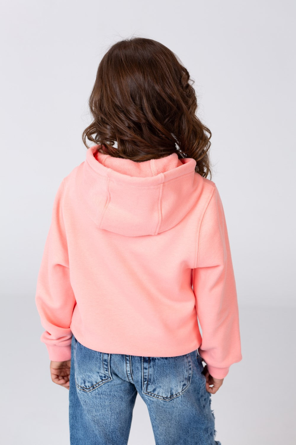 Girl's Hoodie Sweatshirt With Front Print Made Of Melton With A Breathable Material