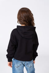 Girl's Hoodie Sweatshirt With Front Print In Breathable Melton Material
