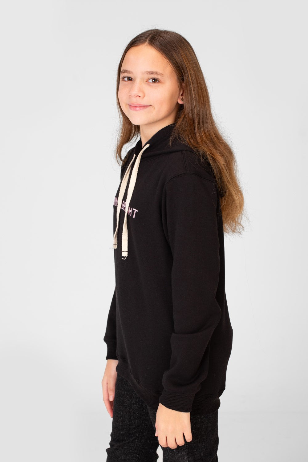 Girl's Hoodie Sweatshirt With Text Print And Long Sleeves