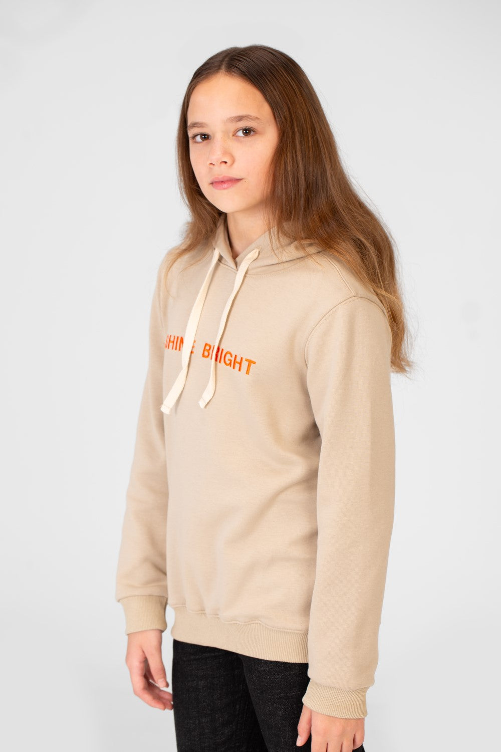 Girl's Hoodie Sweatshirt With Text Print And Long Sleeves