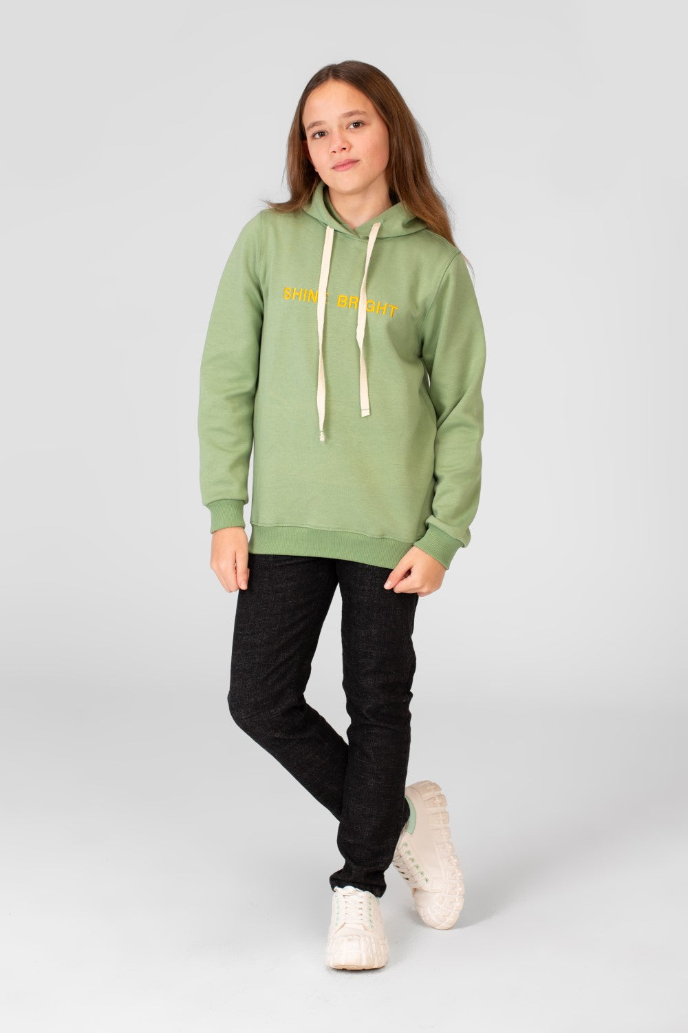 Girl's Hoodie Sweatshirt With Text Print And Long Sleeves