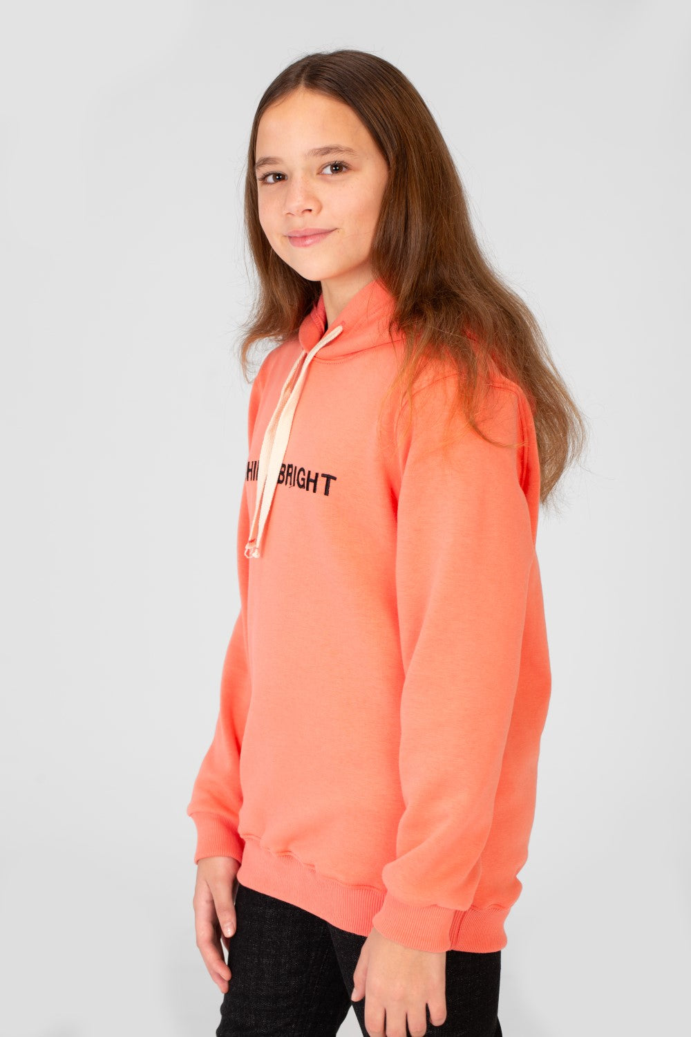 Girl's Hoodie Sweatshirt With Text Print And Long Sleeves