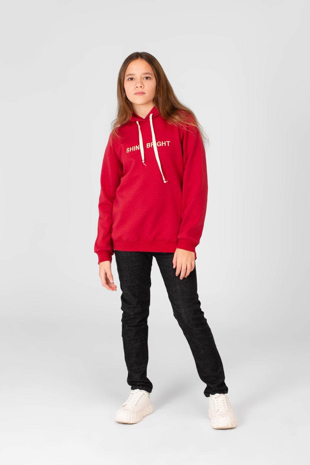 Girl's Hoodie Sweatshirt With Text Print And Long Sleeves