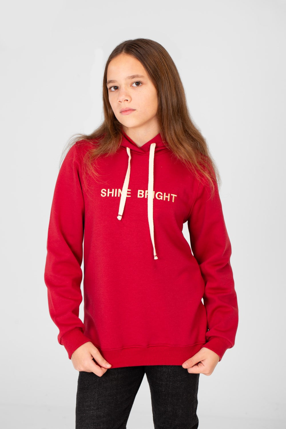 Girl's Hoodie Sweatshirt With Text Print And Long Sleeves