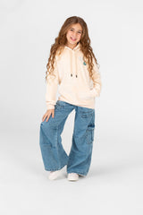 Girl's Heart Print Hoodie Sweatshirt With Kangaroo Pocket