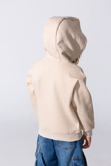 Girl's Slim Fit Hood Sweatshirt With A Front Text Print