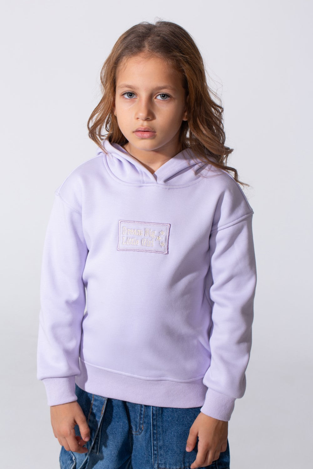 Girl's Slim Fit Hood Sweatshirt With A Front Text Print
