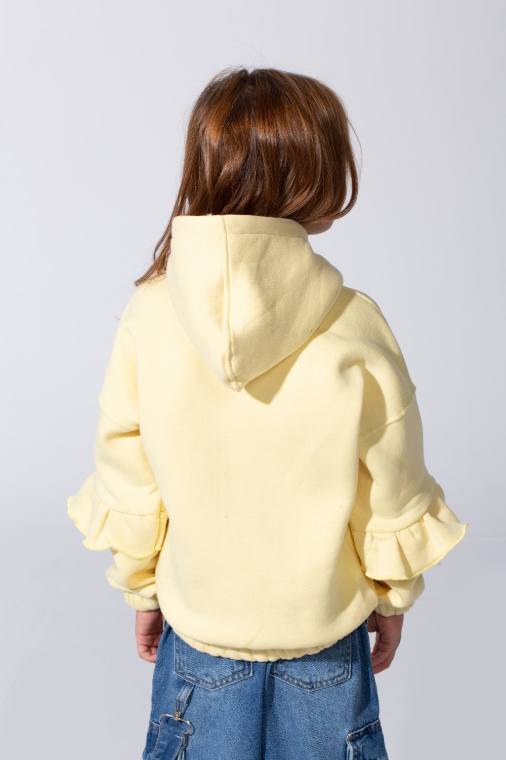 Girl's Ruffles Long Sleeves Hoodie Sweatshirt With A Front Text Print Modern Design