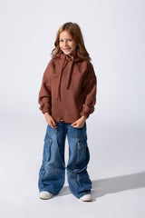 Girl's Oversized Melton Hooded Sweatshirt With A Comfortable Modern Fit