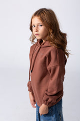 Girl's Oversized Melton Hooded Sweatshirt With A Comfortable Modern Fit